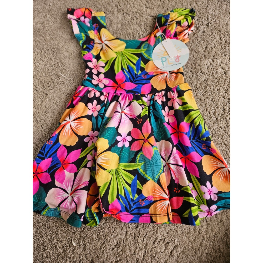 Little Sleepies Play Soluxe Tropical Floral Flutter Sleeve Dress 2T NWT